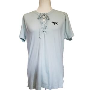 Victoria's Secret PINK Lace Up Womens Top Size XS Short Sleeve dog Logo